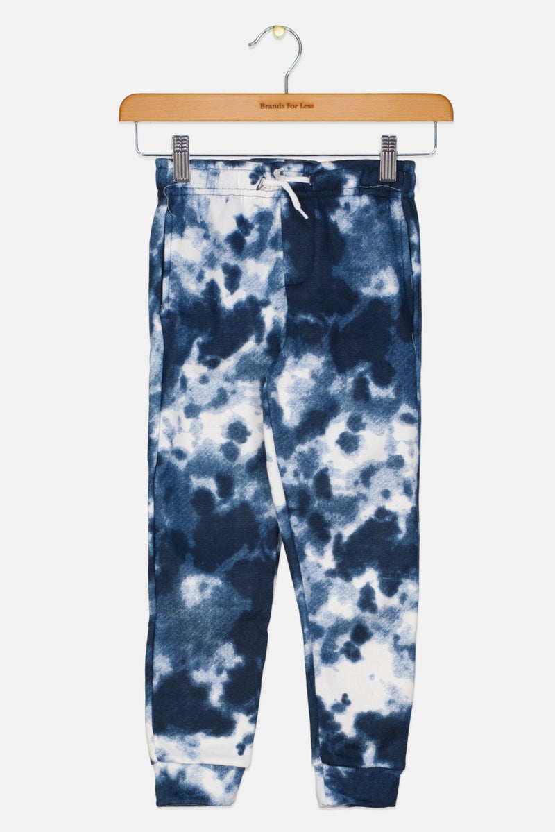 Originals by Brooklyn Cloth Kids Boy Drawstring Tie-Dye Jogger Pants, White  - Image 1