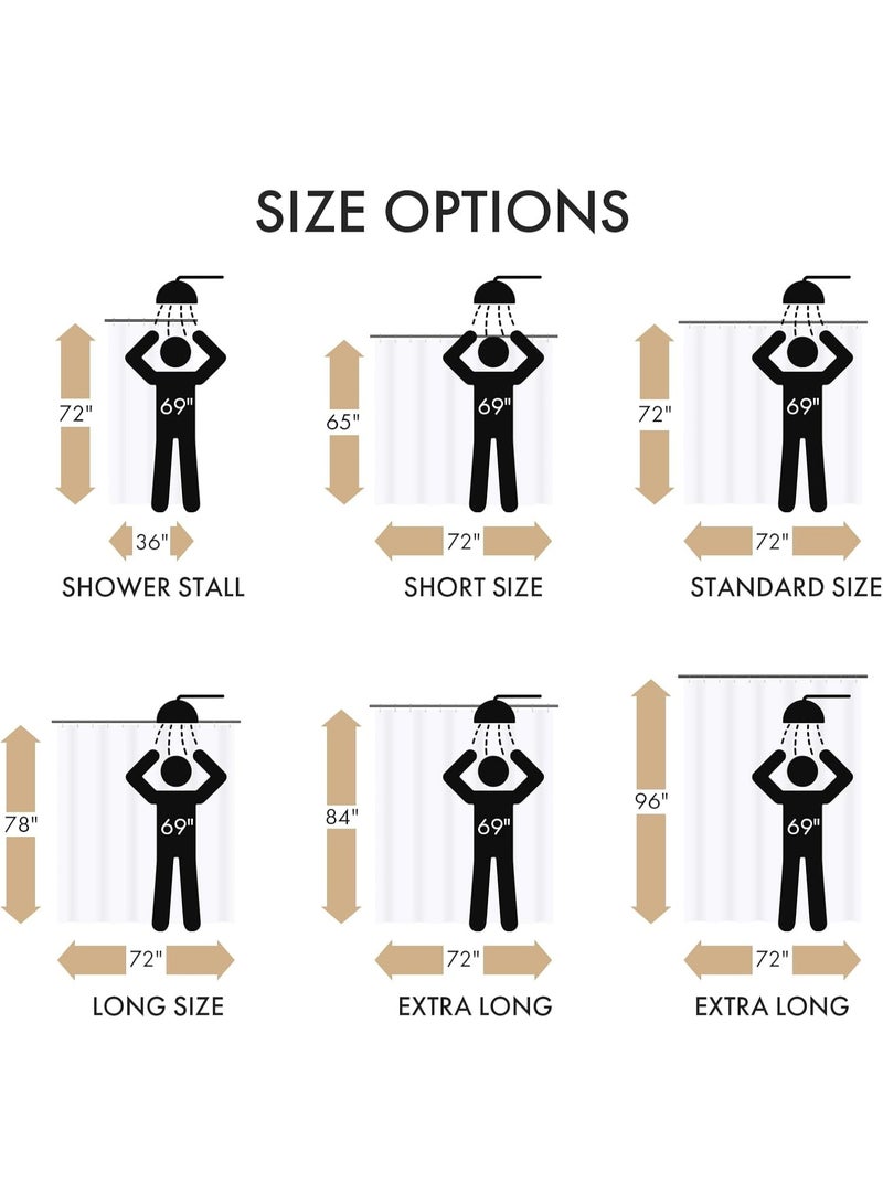 AmazerBath Shower Curtain Liner 2 Pack, 72 x 72 Inches PEVA Plastic Shower Liner with 3 Weighted Stones and 12 Rustproof Metal Grommet, Standard Size Lightweight Shower Curtain - White - Image 2