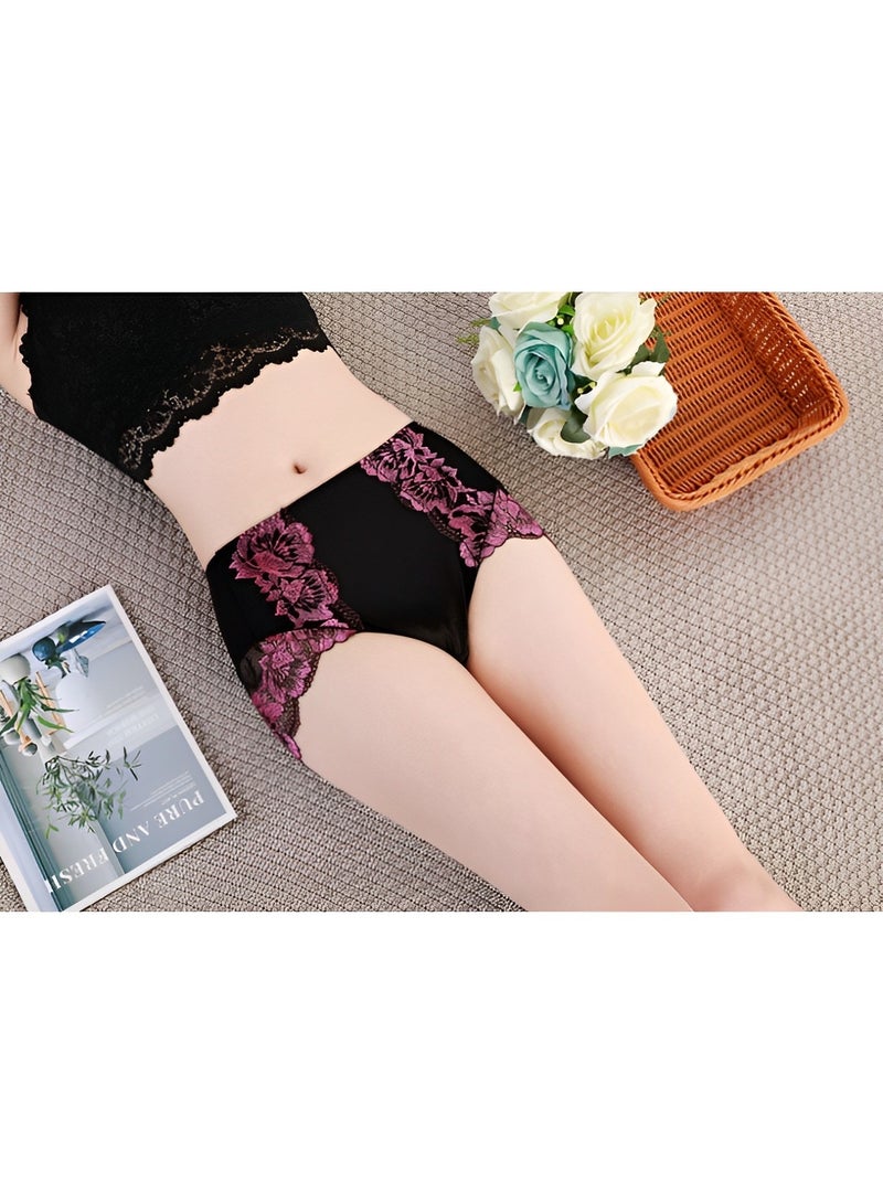 REOCLE Women's Underwear Plus Size Briefs Breathable Lace Panties High Waisted Panties Full Coverage Brief Panty Seamless Brief - Image 4