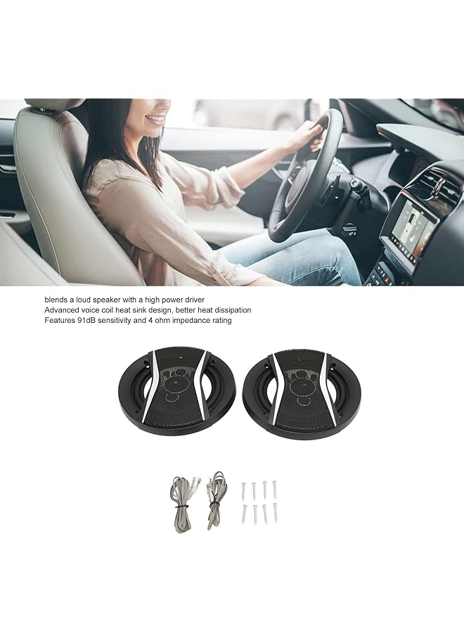 قطعة مكبر صوت محوري للسيارة، ستيريو متعدد الاتجاهات 650 واط صوت واضح مكبر صوت محوري للسيارة، صوت عالي ومنخفض مكبر صوت ممتاز لتبديد الحرارة لأنظمة الصوت في السيارة - Image 4