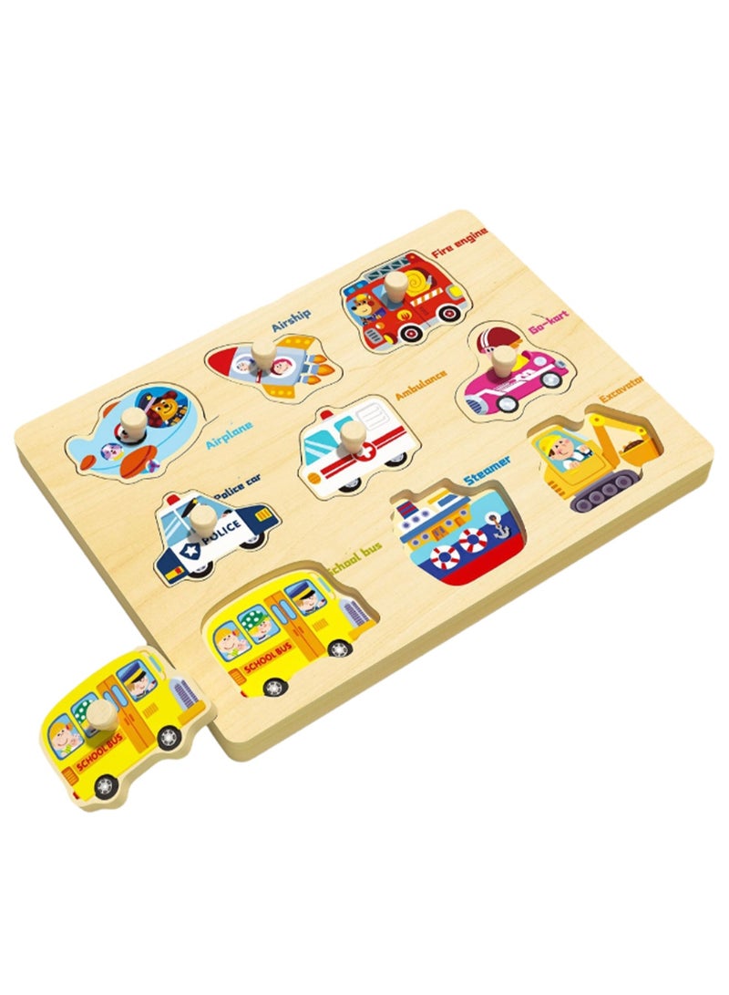 لوحة أحجية الصور المقطوعة من النوع B بطول 30 سم للأطفال من عمر 1 إلى 3 سنوات مع مقبض خشبي، لعبة أحجية الصور المقطوعة التعليمية للأطفال من مونتيسوري، هدية مثالية للأولاد والبنات من عمر 1 إلى 2 إلى 3 - Image 1