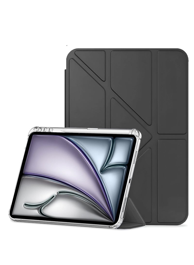 Wtech Apple iPad Air 2025 (7th Generation) M3 11 inch Symmetry 360 Smart Folio Series Auto Awake/Auto Sleep Leather Texture and Transparent Back with Pen Holder Case Cover - Black - Image 2