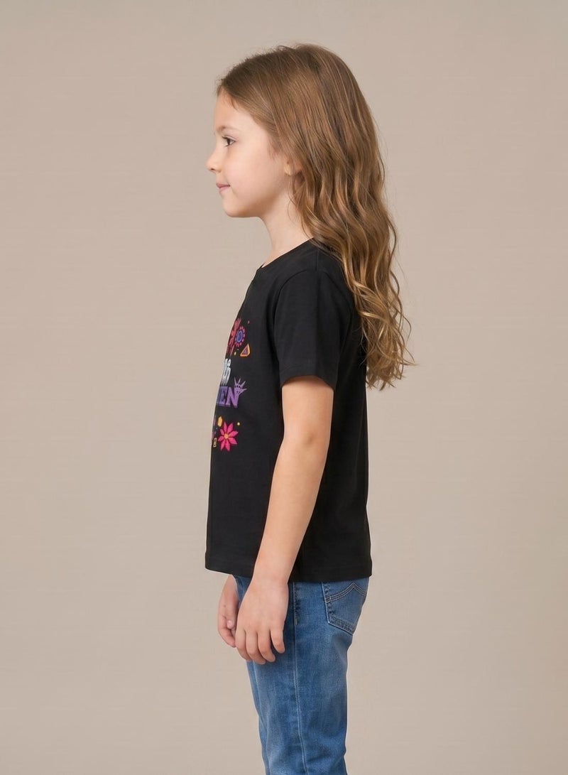 babyqlo Girls Chaos Queen Black T-Shirt - Image 3