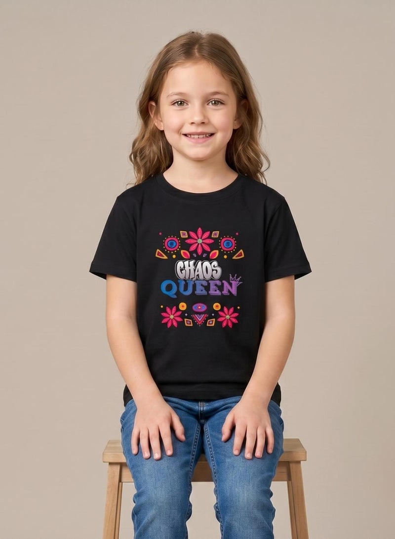 babyqlo Girls Chaos Queen Black T-Shirt - Image 5
