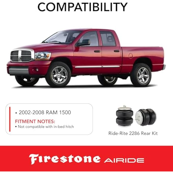Airide طقم زنبرك مساعد هوائي خلفي من فايرستون 2286 رايد رايت 0208 دودج رام 1500 2WD4WD W217602286 - Image 4