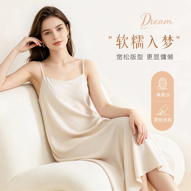 Women's 22 Momme Mulberry Silk Spaghetti Strap Long Dress - Image 3