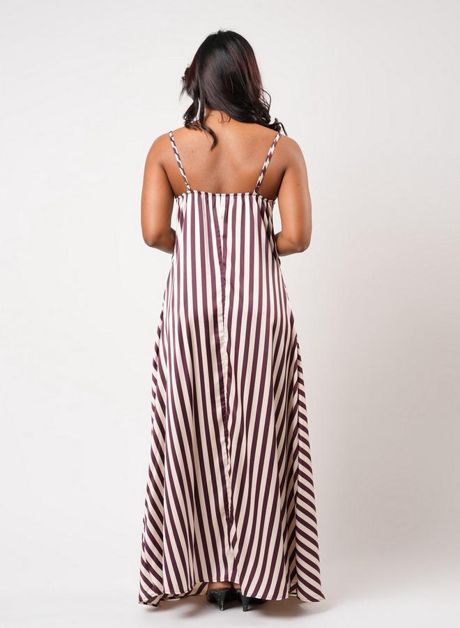 Aadaraya Sleeveless Striped Maxi Night Gown - Image 3