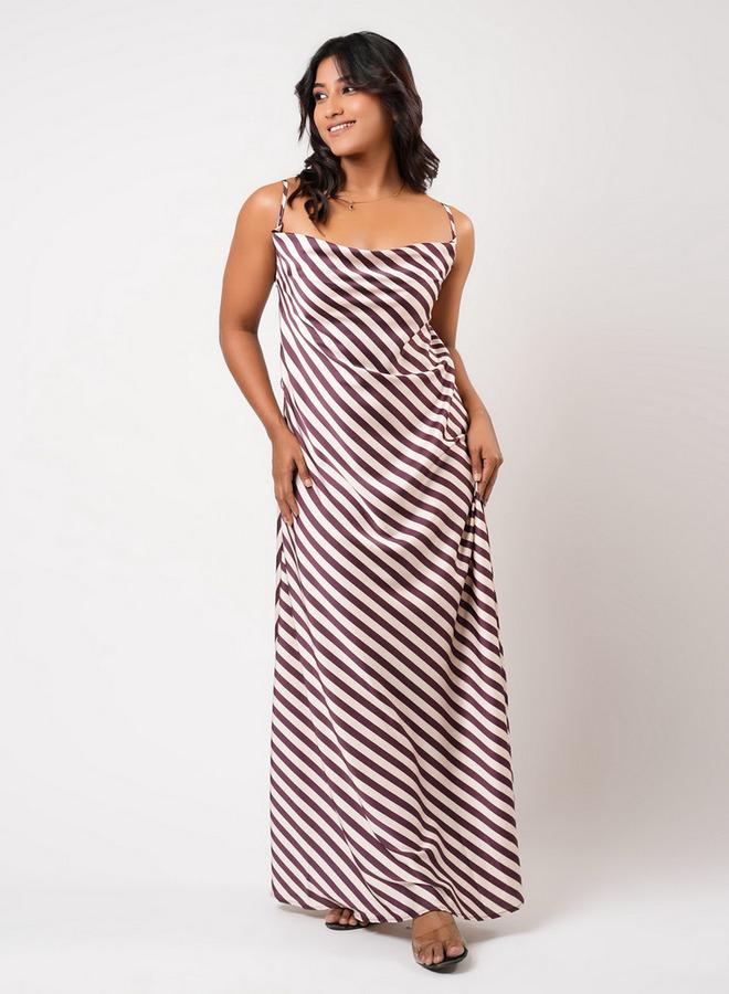 Aadaraya Sleeveless Striped Maxi Night Gown - Image 1