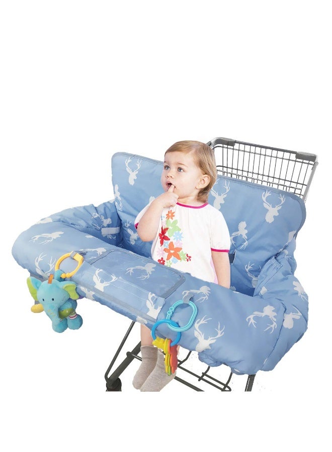ICOPUCA Shopping Cart Cover for Baby boy Girl, Non-Slip Design Cart Covers for Babies, Infant Cotton High Chair Cover, Machine Washable, Toddler Grocery Cover (Navy Deer) - Image 3