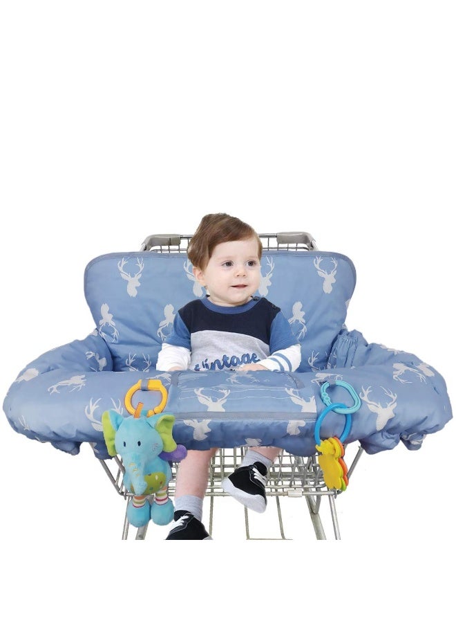ICOPUCA Shopping Cart Cover for Baby boy Girl, Non-Slip Design Cart Covers for Babies, Infant Cotton High Chair Cover, Machine Washable, Toddler Grocery Cover (Navy Deer) - Image 2