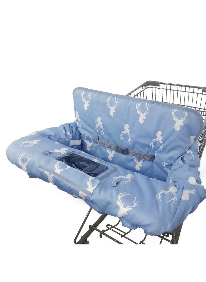 ICOPUCA Shopping Cart Cover for Baby boy Girl, Non-Slip Design Cart Covers for Babies, Infant Cotton High Chair Cover, Machine Washable, Toddler Grocery Cover (Navy Deer) - Image 1