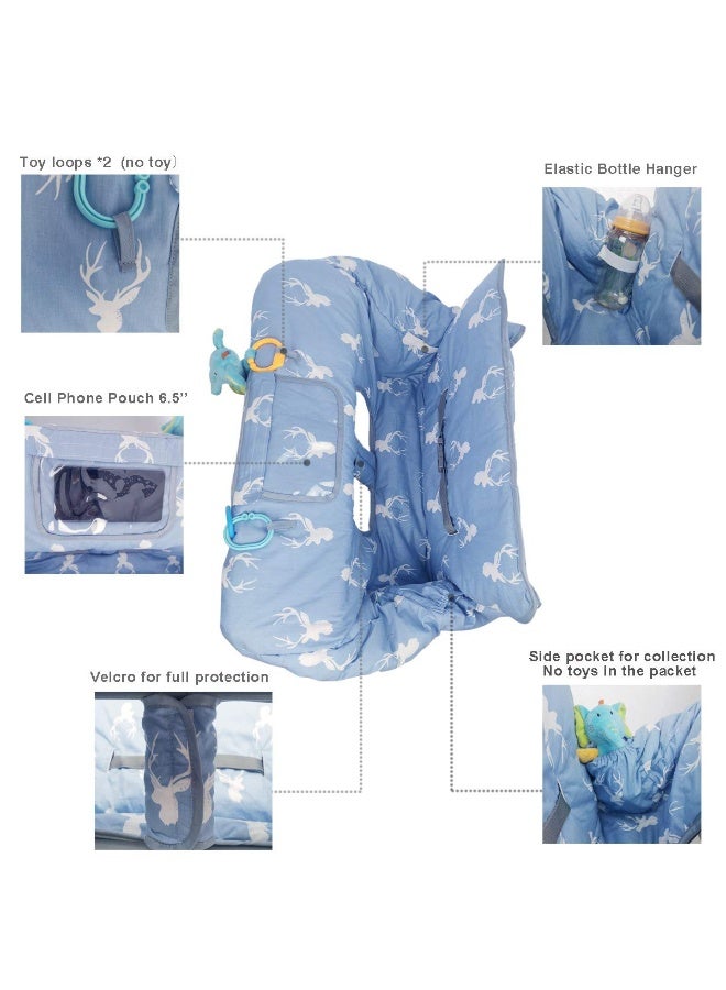 ICOPUCA Shopping Cart Cover for Baby boy Girl, Non-Slip Design Cart Covers for Babies, Infant Cotton High Chair Cover, Machine Washable, Toddler Grocery Cover (Navy Deer) - Image 4