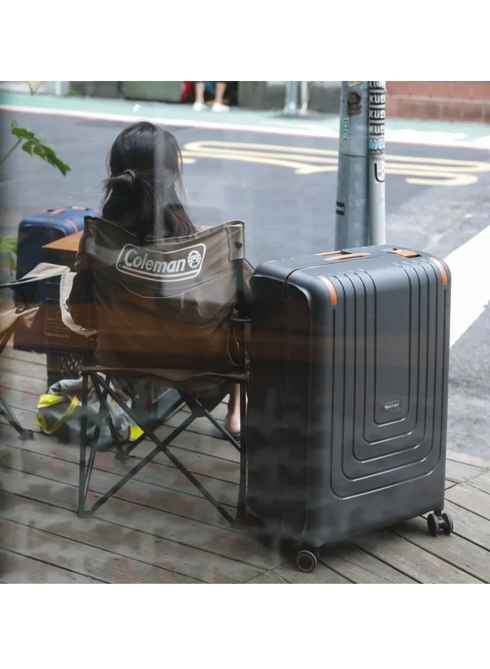 eminent Vertica Hard Case Travel Bag Medium Luggage Trolley Polypropylene Lightweight Suitcase 4 Quiet Double Spinner Wheels With TSA Lock B0006 Dark Grey Brown Trim
