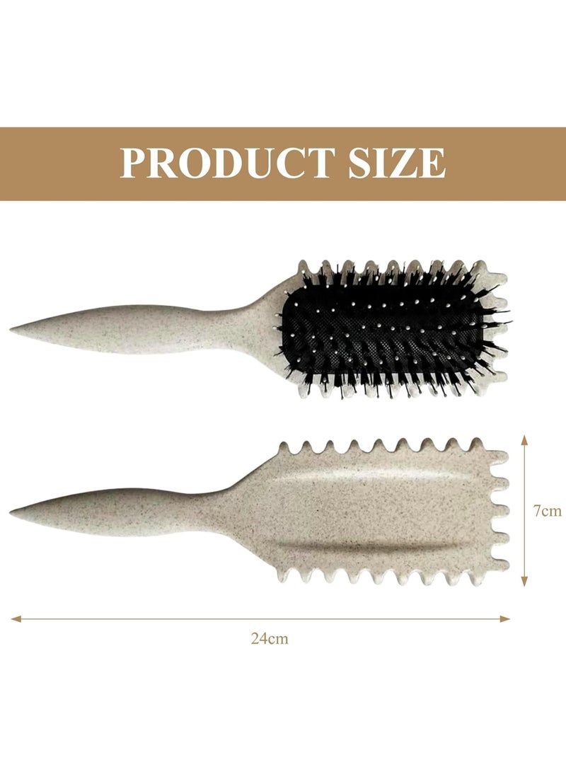 Curl Defining Brush, Curly Hair Brush Boar Bristle Hair Brush Styling Brush for Detangling, Shaping and Defining Curls For Women and Men Less Pulling, Brown - Image 2