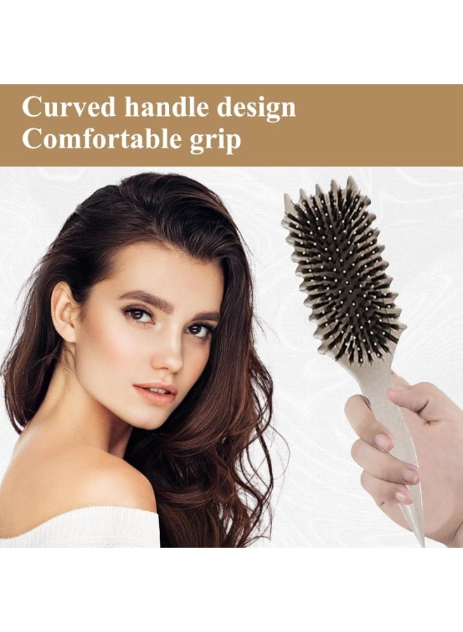 Curl Defining Brush, Curly Hair Brush Boar Bristle Hair Brush Styling Brush for Detangling, Shaping and Defining Curls For Women and Men Less Pulling, Brown - Image 3