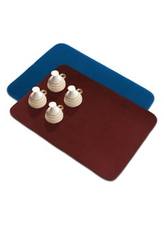 Kuber Industries Kuber Industries Dish Dry Mat | Microfiber Drying Mat | Reversible Kitchen Drying Mat | Absorbent Mat | Kitchen Dish Dry Mat | 38x50 | Pack of 2 | Blue & Maroon  - Image 1