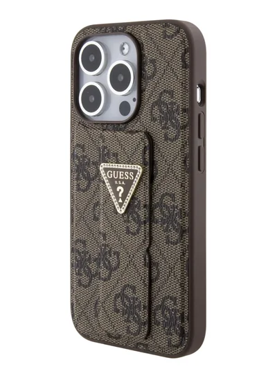 GUESS Guess Gripstand PU leather Case For iPhone 15 Pro (Brown)