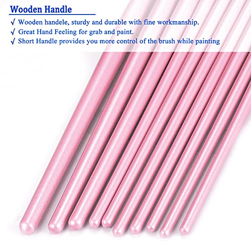 BOSOBO Paint Brushes Set, 6 Pack 60 Pcs Round Pointed Tip Paintbrushes Nylon Hair Artist Acrylic Paint Brushes for Acrylic Oil Watercolor, Face Nail Art, Miniature Detailing & Rock Painting, Pink - Image 5