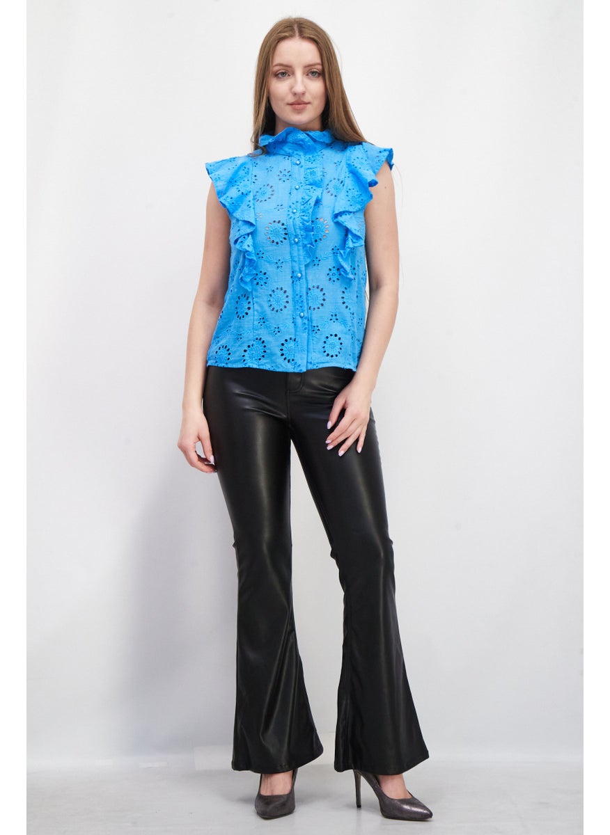 Women High Neck Sleeveless Eyelet Blouse, Blue - pzsku/ZC8E5172EC6D7913D4A94Z/45/_/1737641570/92a6635c-84fd-46a2-b28c-1e79d5cff381