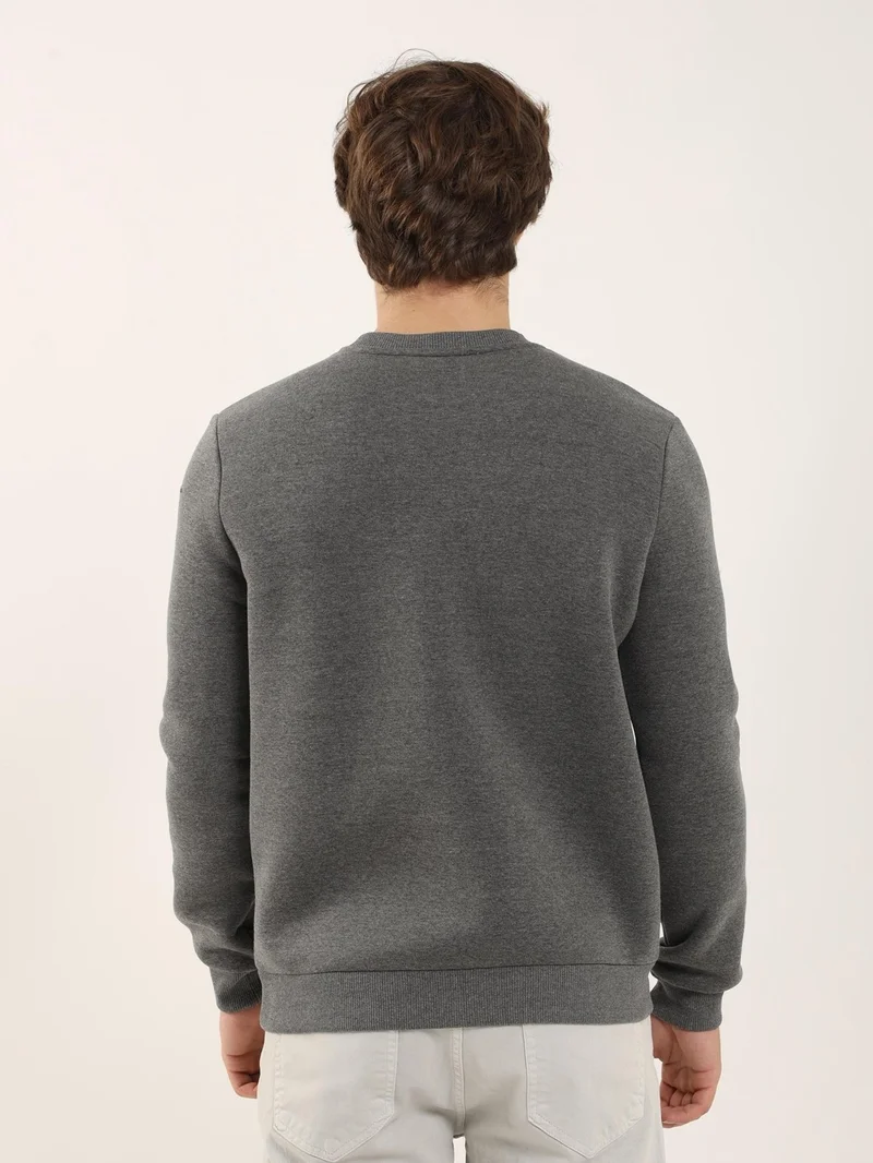 Dufy Anthracite Men's Regular Fit Crew Neck Sweatshirt