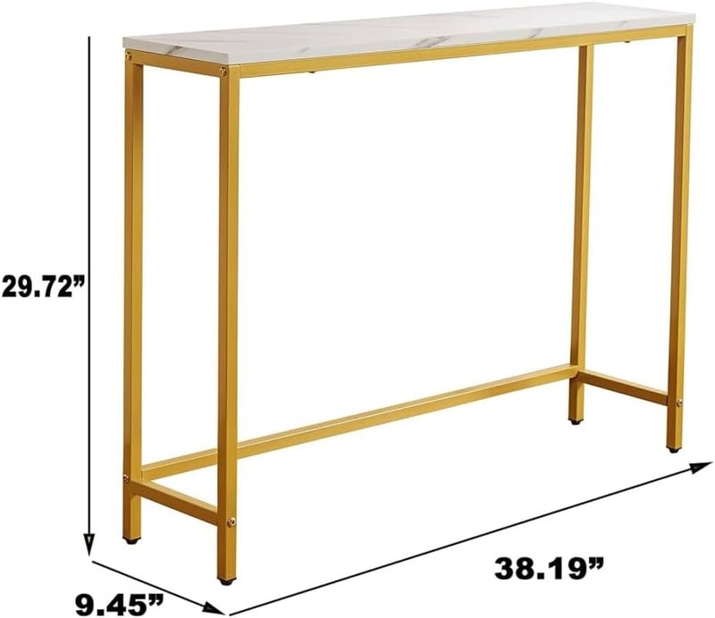 Sweet Furniture Entryway Console Table with Gold Frame and White Marble Top - Image 2