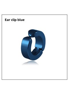 Korean Punk Black Ear Clip Non-Allergic Mens Earrings Blue
