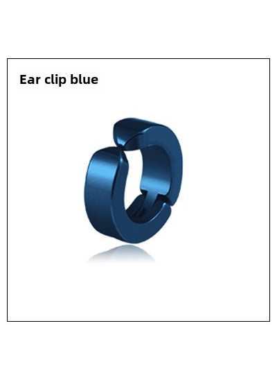 Generic - Korean Punk Black Ear Clip Non-Allergic Mens Earrings Blue - Image 1