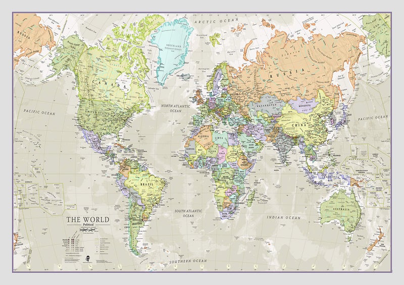 Maps International World Map Classic Style - Front Sheet Lamination - Cartographic Detail (A1 23 (h) x 33 (w) inches) - Image 1