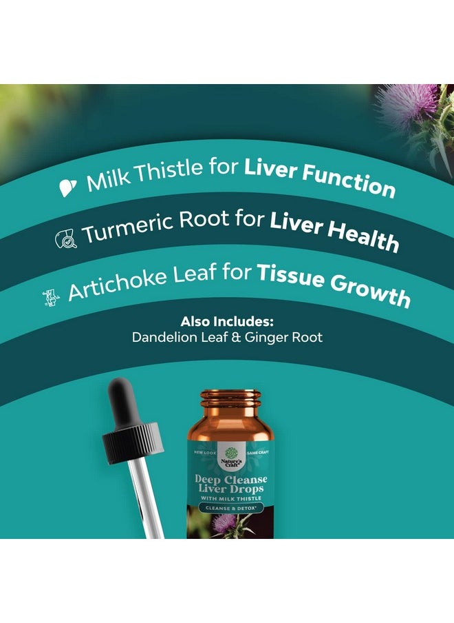 Natures Craft - Liver Support Milk Thistle Tincture Milk Thistle Liquid Herbal Supplement With Artichoke Extract For Liver Cleanse Detox & Repair Liver Detox Cleanse Drops With Dandelion Turmeric And Ginger - Image 1