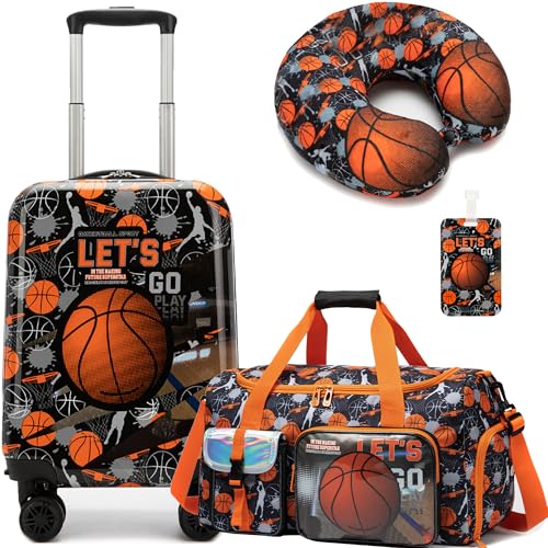 Inprof Kid's Luggage Set 3 Piece Suitcase Set 16" Hardside Luggage with Spinner Wheels Girls Boys Carry on Toddler Suitcase with Travel Duffle Bag Airline Approved - Image 1
