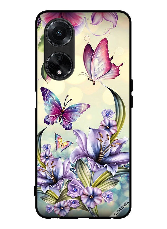 Covernex Protective Case Cover For Oppo A98 5G Purple Flowers & Butterflies  - Image 1