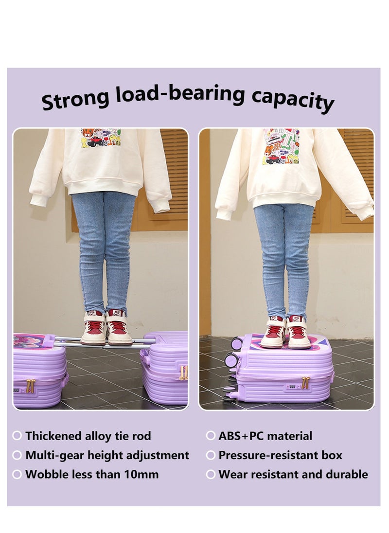 Generic Kids Rolling Luggage, 20" Kids Suitcase with 3D Multiple View Design, ABS PC Material, Cute Cartoon Character Pattern Travel Trolley Case for Girls Boys Children  - Image 3
