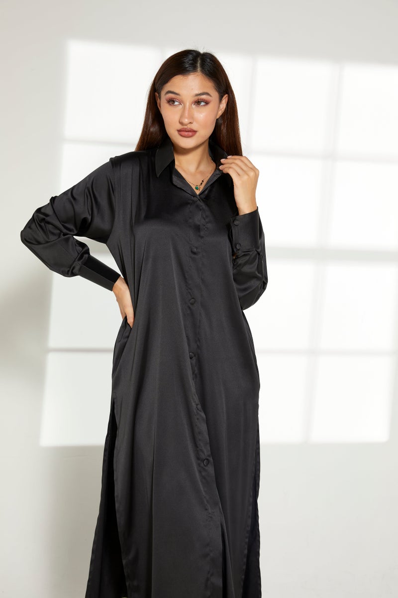 Moistreet Button Down Long Top & Pants Set - Image 4