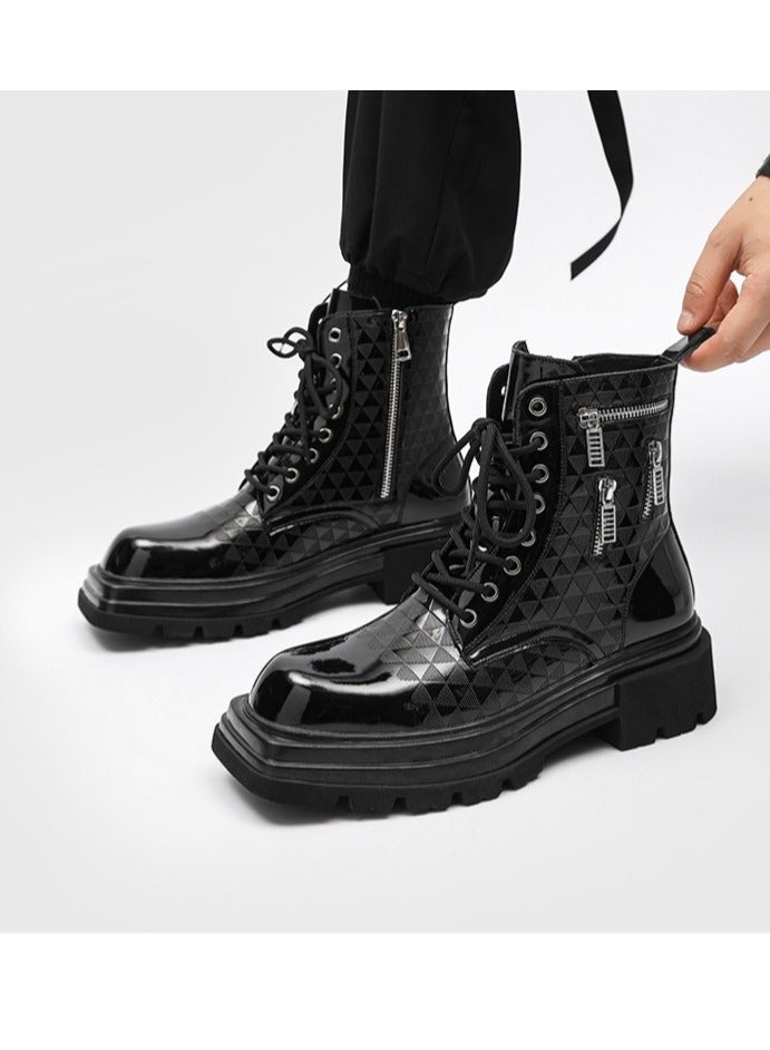 Warrior New Youth Fashion Thick Sole High Top Boots - Image 3