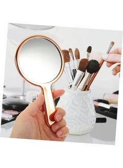Scarlet Line Professional Rose Gold Round One Sided Mirror With Plastic Grip Handle For Cosmetic Makeup Salon Barber Hairdressing For Men And Women  - Image 5