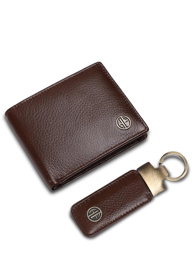 HAMMONDS FLYCATCHER Genuine Leather Wallet and Keychain Combo Gifts for Men -RFID Protected -4 Card Slots- Keychain for Car, Home, Bike -Premium Men's Accessories -Gift for Husband, Friend - - Image 1