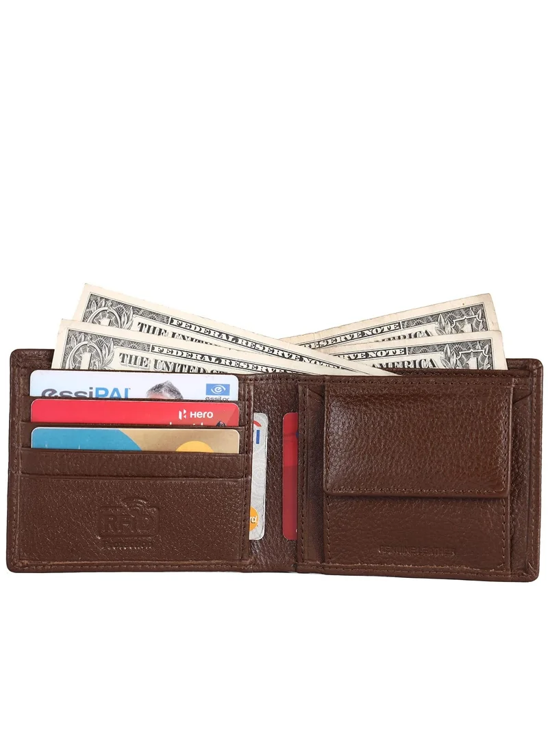 Hammonds Flycatcher  Genuine Leather Wallet and Keychain Combo Gifts for Men -RFID Protected -4 Card Slots- Keychain for Car, Home, Bike -Premium Men's Accessories -Gift for Husband, Friend - for Men | Best Price UAE