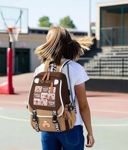 Lushandy Capybara Backpack Cute Capibara Backpacks Kawaii Kapibara Stuff Large Cartoon Capybara Bag Ita Bag - Image 3