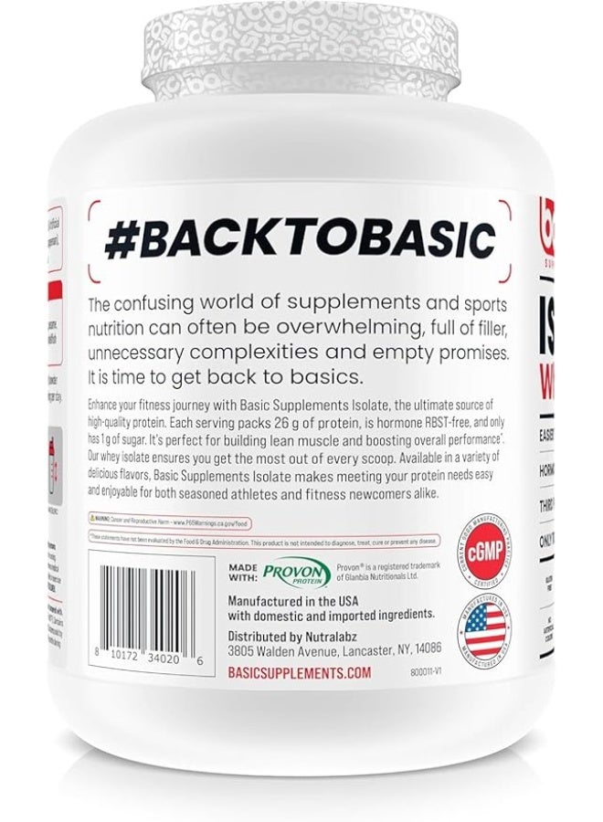 Basic Supplements Basic Whey Protein Isolate, 26G Protein, 0G Fat, Gluten-Free, Rbst-Free, Rapid Absorption, 110 Calories (5 Lb, Salted Caramel Cold Brew)