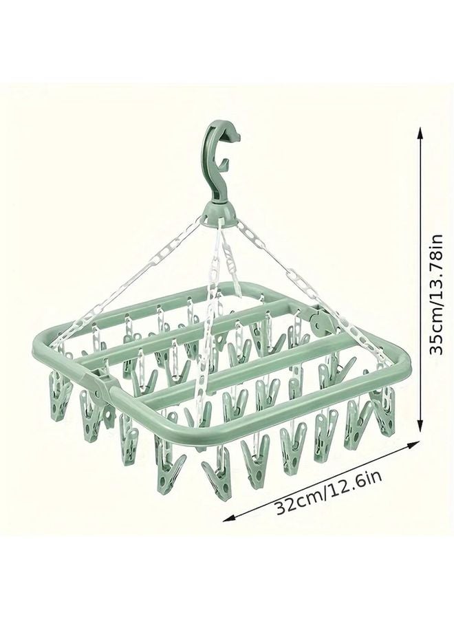 Pink Rotating 32 Hook Plastic Clothes Hanger Foldable Drying Rack For Socks Underwear Delicates - Image 4