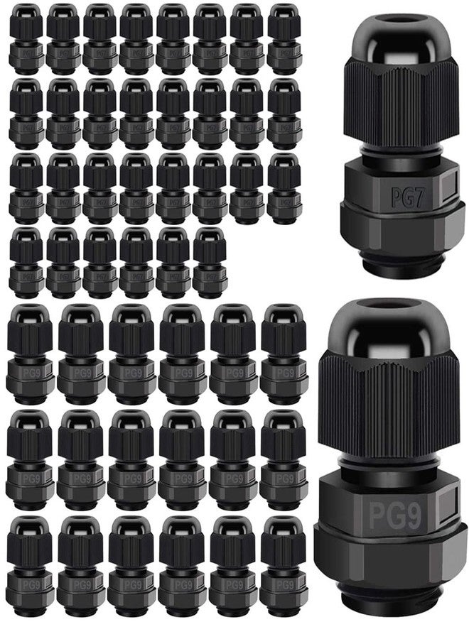 Gebildet غدة كابل Gebildet، 30 قطعة PG7 + 20 قطعة PG9، وصلة غدة كابل بلاستيكية مقاومة للماء قابلة للتعديل من 3 إلى 8 مم مع حشيات، موصل سلك M12 M16، واقي سلك (أسود) - Image 1