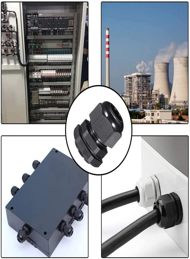 Gebildet غدة كابل Gebildet، 30 قطعة PG7 + 20 قطعة PG9، وصلة غدة كابل بلاستيكية مقاومة للماء قابلة للتعديل من 3 إلى 8 مم مع حشيات، موصل سلك M12 M16، واقي سلك (أسود) - Image 3