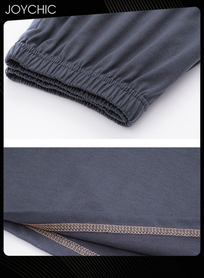 Joychic بيجامة شتوية ورمضانية للرجال من مودال صديقة للبشرة بأكمام طويلة مريحة وقابلة للتنفس باللون الرمادي الداكن - Image 4