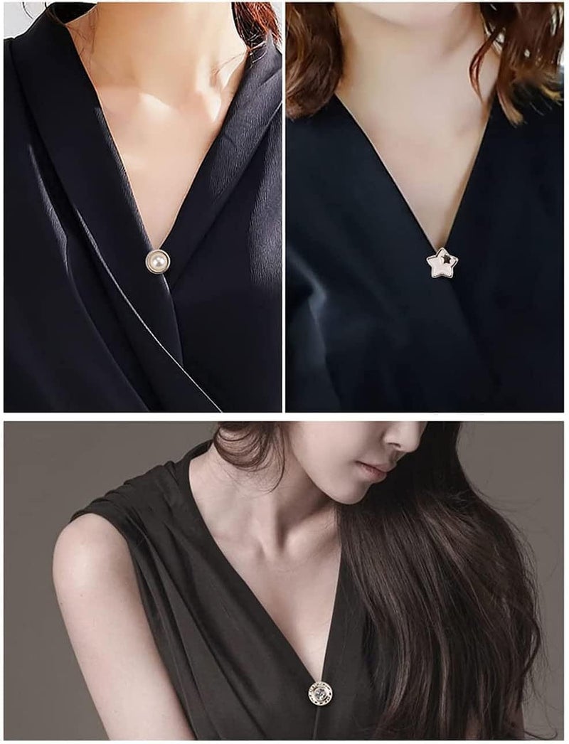 ARLICORPING 20Pcs Women Shirt Brooch Pearl No Sew Button Pins Instant Jeans Safety Pin - Image 3