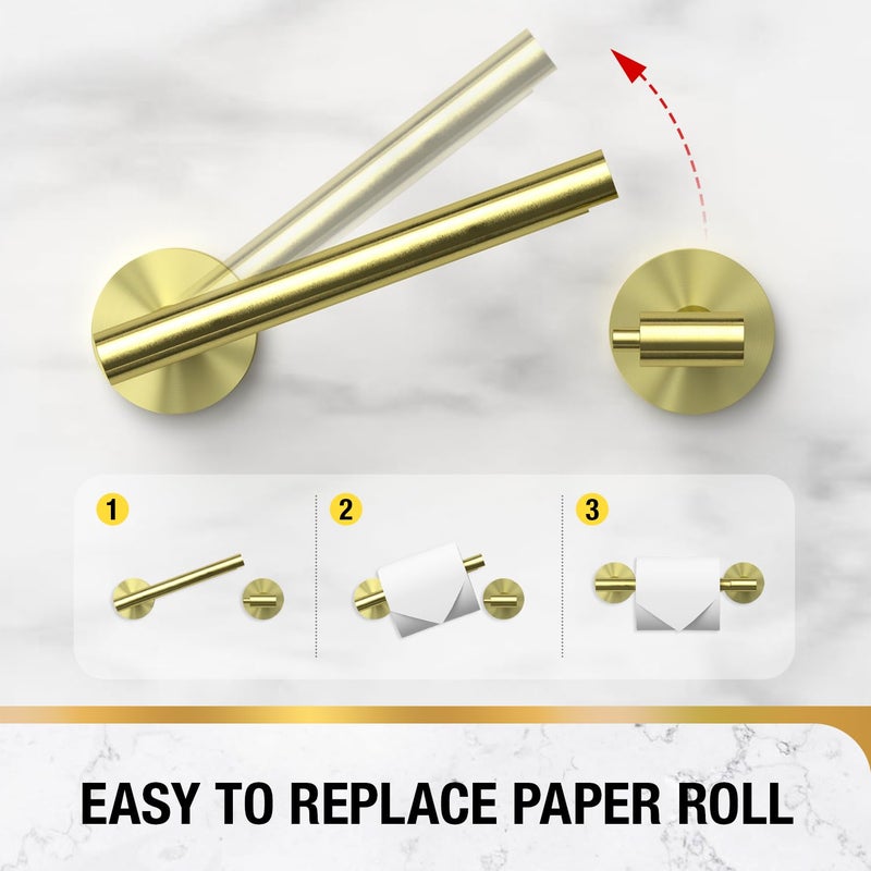 HITSLAM GOLD POARDET PAPER MOUNT جدار مزدوج ما بعد محور ورق التواليت حامل لفة لفة SUS304 - Image 4