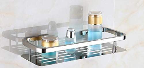 Tagve Stainless Steel Wall Mount Rectangle Bathroom Shelf Rack Shower Caddy Basket Polished Finish 12 Inch - Image 1