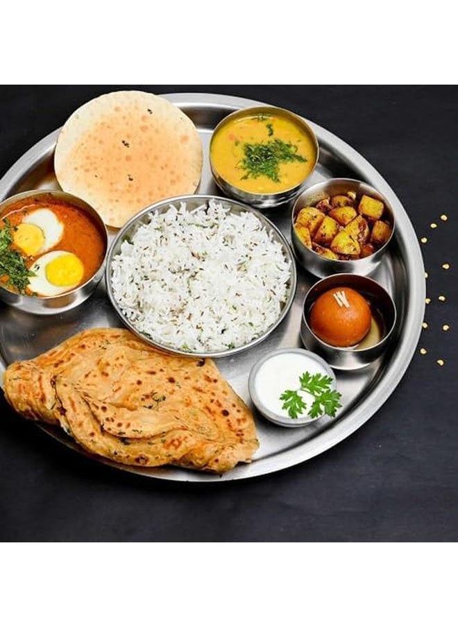 RAJ - Stainless Steel Dinner Plate 33 Cm Silver Tp0014 Dinner Plate Serveware Serving Plate Rice Plate - Image 1