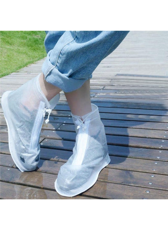 Bwnk Waterproof Shoe Covers Thickened Sole Portable Non-slip Rain Boot Covers Transparent White XL 40-41 - Image 3