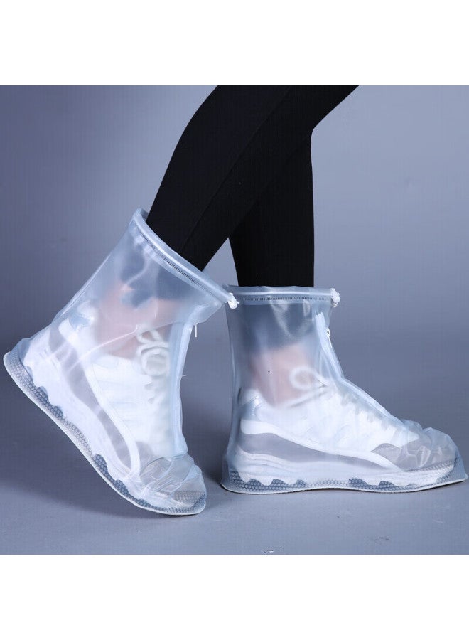 Bwnk Waterproof Shoe Covers Thickened Sole Portable Non-slip Rain Boot Covers Transparent White XL 40-41 - Image 1