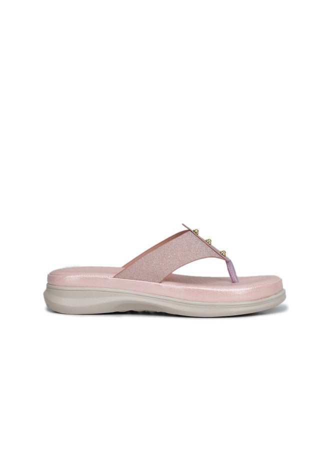 She Zone Pink Embellished Open Toe Platform Sandals for Women - Image 4